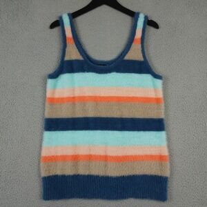 Torrid Sweater Tank Top Womens 0 US 12 Blue Coral Tank Stripe Eyelash Cami Soft